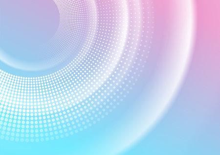 Blue pink smooth blurred circles and halftone abstract background. Vector futuristic designのイラスト素材