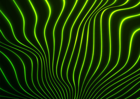 Green neon glowing waves abstract futuristic background. Technology vector designのイラスト素材