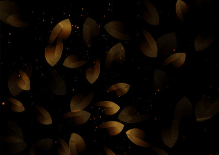 Golden leaves and dots abstract grunge retro background. Vector graphic designのイラスト素材