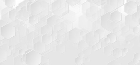 Gray white geometric hexagons abstract technology background. Light minimal futuristic vector designのイラスト素材