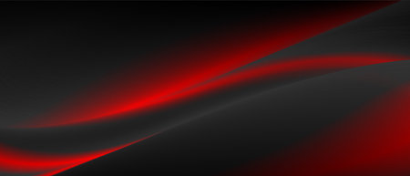 Abstract red black smooth blurred waves background. Vector banner graphic designのイラスト素材