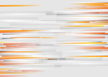 Gray and bright orange stripes abstract tech background. Geometric vector designのイラスト素材