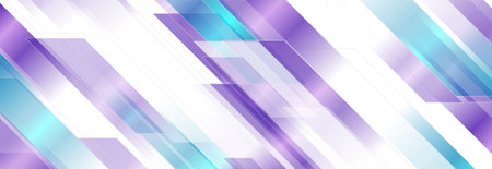 Violet and blue shiny geometric tech abstract background. Futuristic vector banner designのイラスト素材