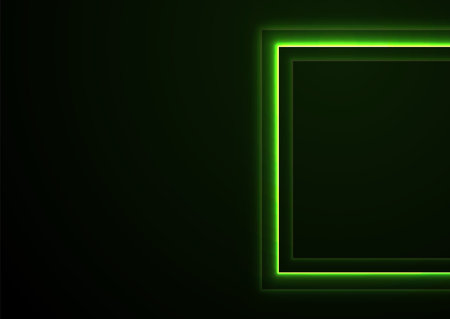 Bright green neon square abstract technology background. Vector technology designのイラスト素材