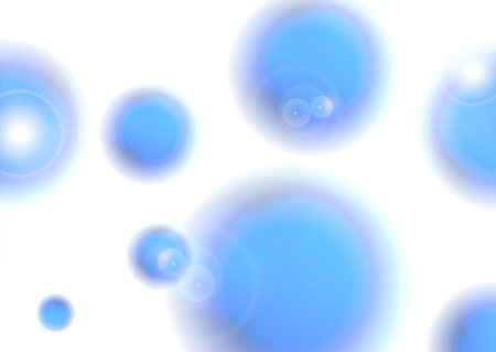 Blue shiny glowing circles with bokeh lights abstract background. Vector graphic designのイラスト素材