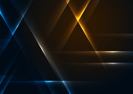 Blue and orange shiny glowing abstract neon background. Vector futuristic geometry designのイラスト素材