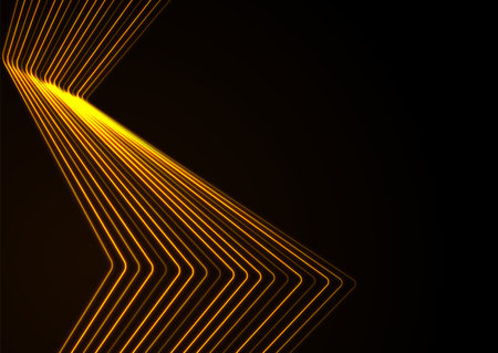 Bright orange neon laser curved lines technology background. Vector graphic designのイラスト素材