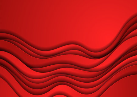 Vivid red waves minimal abstract elegant paper background. Vector corporate designのイラスト素材