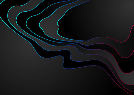 Blue purple curved wavy lines abstract geometric minimal background. Vector graphic designのイラスト素材