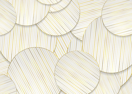 Gray circles and golden lines abstract luxury geometric background. Vector graphic designのイラスト素材
