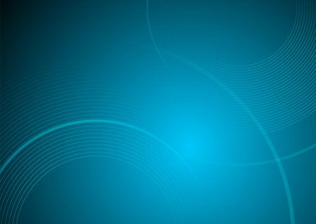 Bright blue circular lines abstract geometric tech background. Minimal vector designのイラスト素材