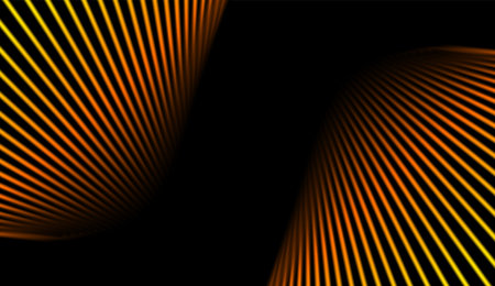 Bright orange smooth lines abstract futuristic tech background. Vector digital art designのイラスト素材