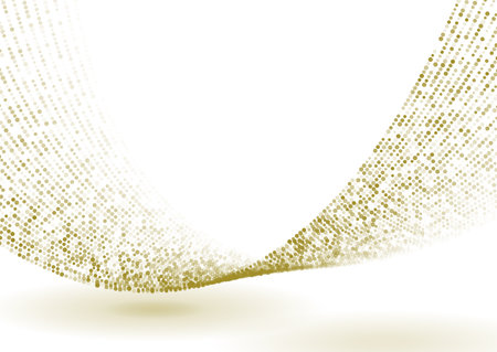 Golden minimal dotted waves abstract background. Geometric concept halftone vector designのイラスト素材