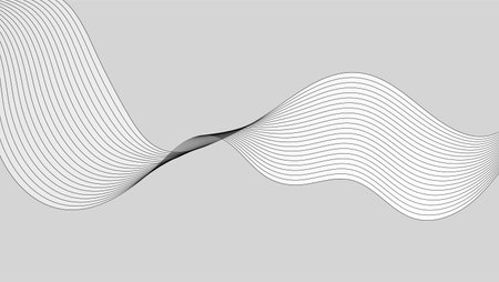 Abstract white black curved linear waves minimal elegant background. Vector designのイラスト素材