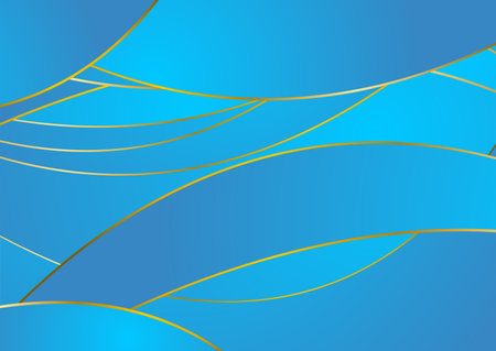 Bright blue and golden wavy pattern abstract elegant background. Vector designのイラスト素材
