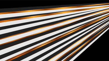Black, gray and golden stripes minimal abstract background. Vector corporate designのイラスト素材