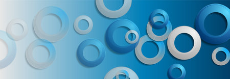 Blue and gray rings abstract tech geometric background. Vector graphic banner designのイラスト素材