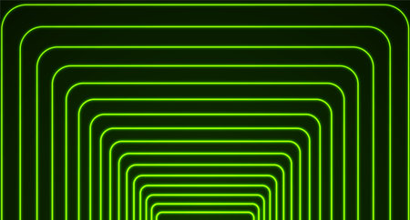 Abstract green neon square lines tech glowing background. Vector futuristic designのイラスト素材