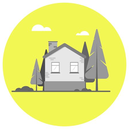 grey house isolated on blue background, vector illustrationのイラスト素材