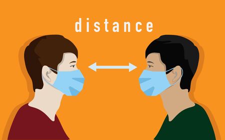 Distance between people during a pandemic, vector illustrationのイラスト素材