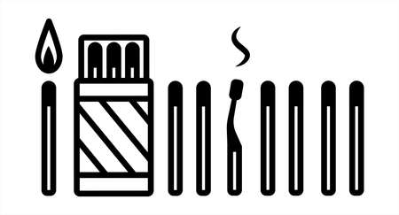A set of matches, a matchbox. vector isolated illustrationのイラスト素材