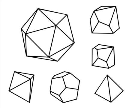 a set of geometric shapes and crystalsのイラスト素材