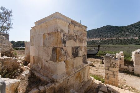 Ruins of ancient historical and archeological site and ancient Lycian seaport Andriyake in Turkeyの写真素材
