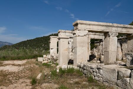 Ruins of ancient historical and archeological site and ancient Lycian seaport Andriyake in Turkeyの写真素材