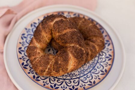 Closeup shot of the turkish bagelの写真素材