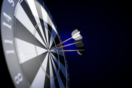 Darts on a blue background. 3D illustrationの写真素材