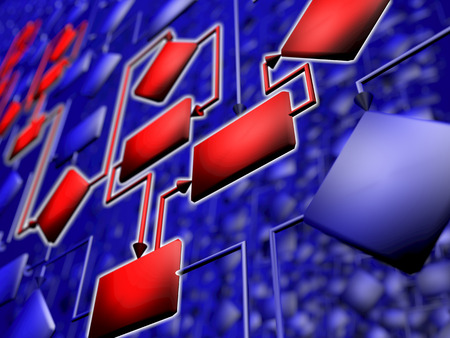 The solution of the problem. Correct solution. Flowchart. 3D illustrationの写真素材