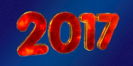 Number 2017 (two thousand and seventeen) on a blue background. 3D illustrationの写真素材