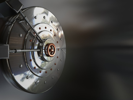 Metal closed the safe door. 3D illustrationの写真素材
