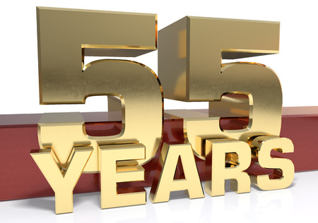 Golden digit fifty fiveand the word of the year. 3D illustrationの写真素材