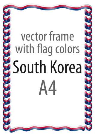 Frame and border of ribbon with the colors of the South Korea flagのイラスト素材