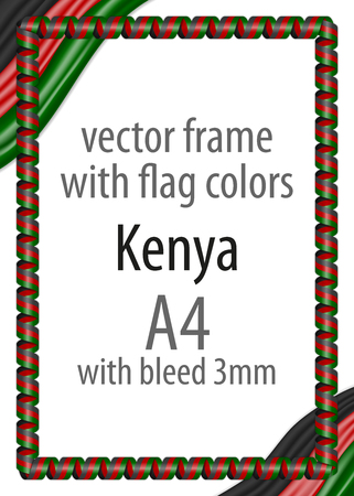 Frame and border of ribbon with the colors of the Kenya flagのイラスト素材