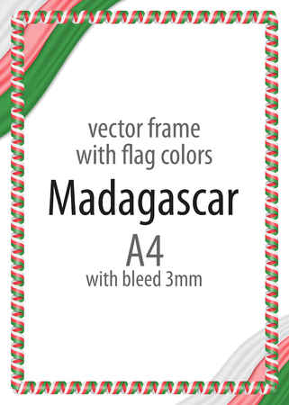 Frame and border of ribbon with the colors of the Madagascar flagのイラスト素材