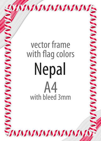 Frame and border of ribbon with the colors of the Nepal flagのイラスト素材