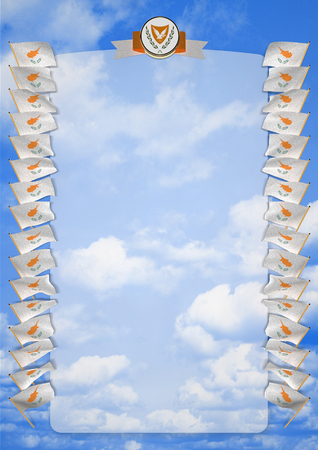Frame and Border with flag and coat of arms Cyprus. 3d illustrationの写真素材