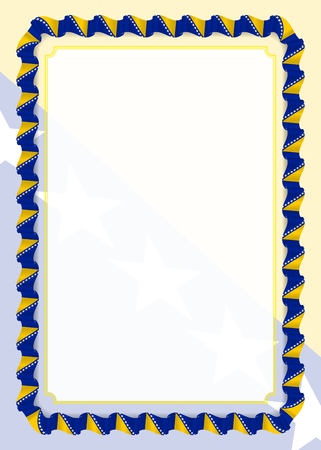 Frame and border of ribbon with Bosnia and Herzegovina flag, template elements for your certificate and diploma. Vector.のイラスト素材