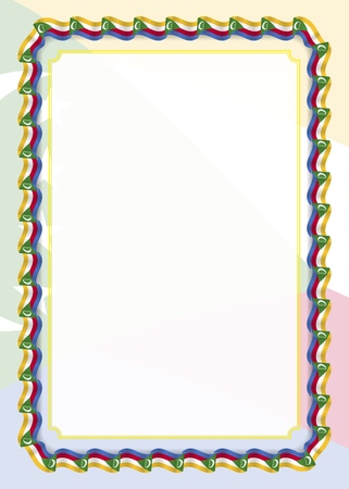 Frame and border of ribbon with Comoros flag, template elements for your certificate and diploma. Vector.のイラスト素材