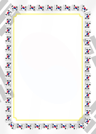 Frame and border of ribbon with Korea flag, template elements for your certificate and diploma. Vectorのイラスト素材