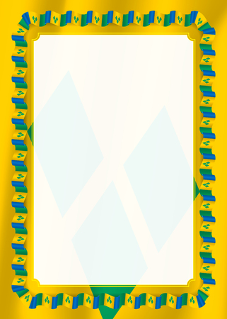 Frame and border of ribbon with Saint Vincent and the Grenadines flag, template elements for your certificate and diploma. Vector.のイラスト素材