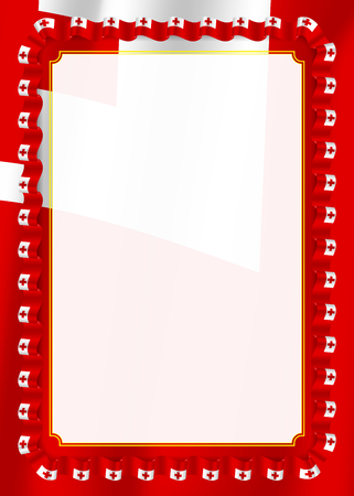 Frame and border of ribbon with Tonga flag, template elements for your certificate and diploma. Vector.のイラスト素材