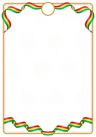 Frame and border of ribbon with the colors of the Guyana flag, template elements for your certificate and diplomaのイラスト素材