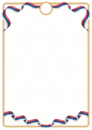 Frame and border of ribbon with the colors of the Serbia flag, template elements for your certificate and diplomaのイラスト素材