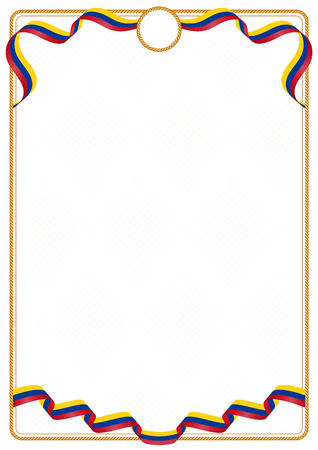 Frame and border of ribbon with the colors of the Colombia flag, template elements for your certificate and diplomaのイラスト素材
