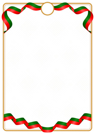 Frame and border of ribbon with the colors of the Portugal flag, template elements for your certificate and diplomaのイラスト素材