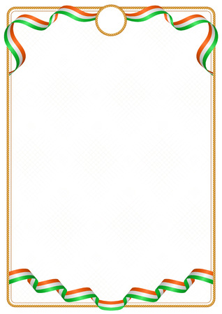 Frame and border of ribbon with the colors of the Niger flag, template elements for your certificate and diplomaのイラスト素材