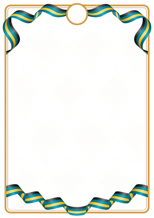 Frame and border of ribbon with the colors of the Bahamas flag, template elements for your certificate and diplomaのイラスト素材